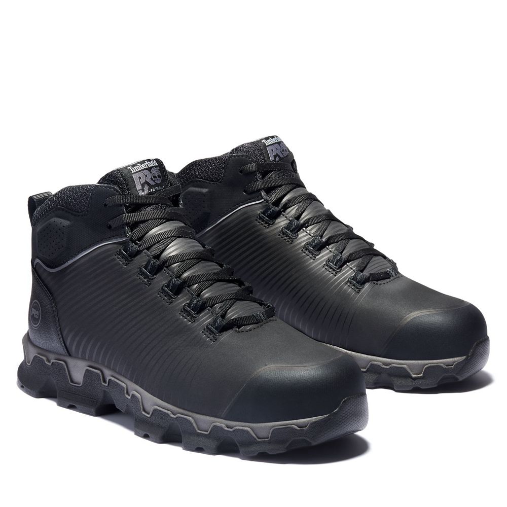 Timberland Pro Μποτακια Ανδρικα Μαυρα - Powertrain Sport Mid Alloy Toe Eh Work Shoes - Greece 125470